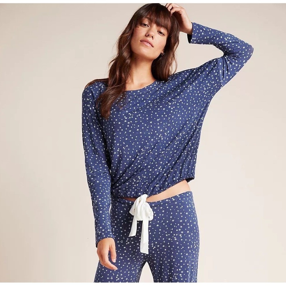 Eberjey Gisele Slouchy Pajama Top Small Star Print‎ Batwing Celestial Cozy Soft
